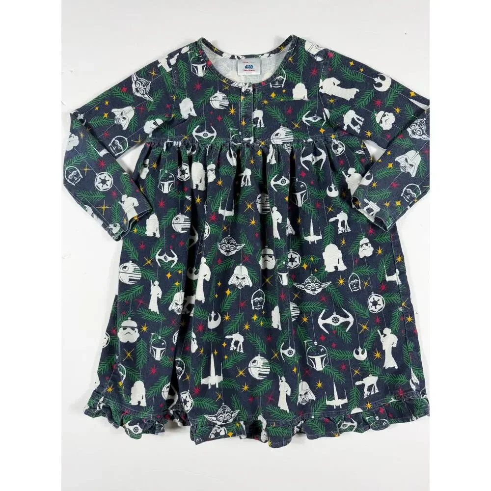 Hanna Andersson Star Wars Christmas Holiday Sleep Gown Pajamas Navy 6-7